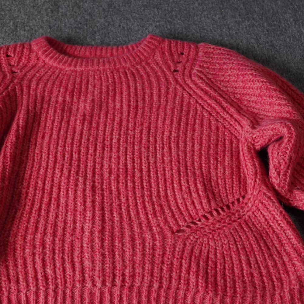 LOFT Women's Pink Ribbed Knit Sweater Balloon Sleeve Crew Neck Size L - Picture 8 of 10